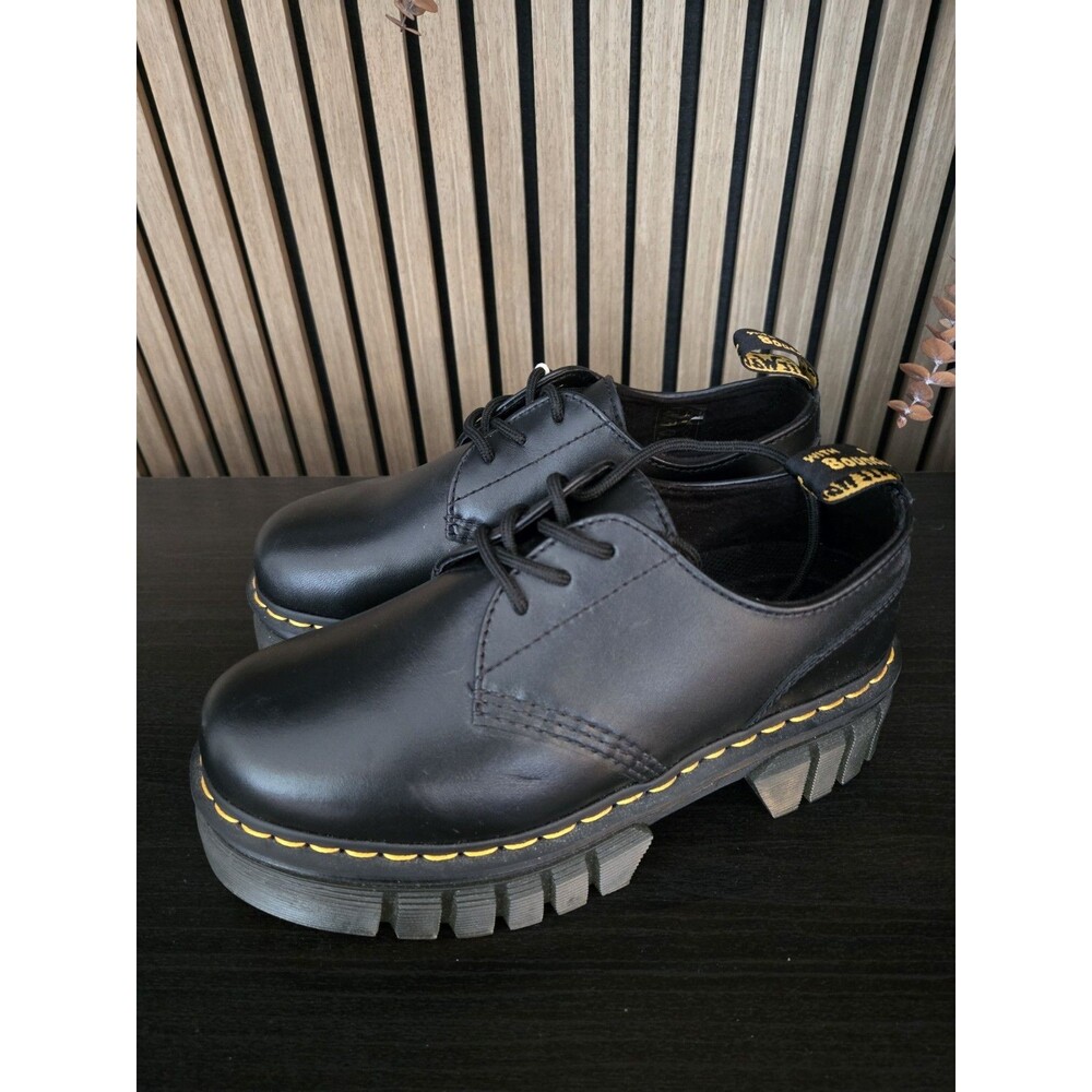 Dr. Martens Audrick 3-eye Leather Platform Oxfords Black Size 8W / 7M NWOB